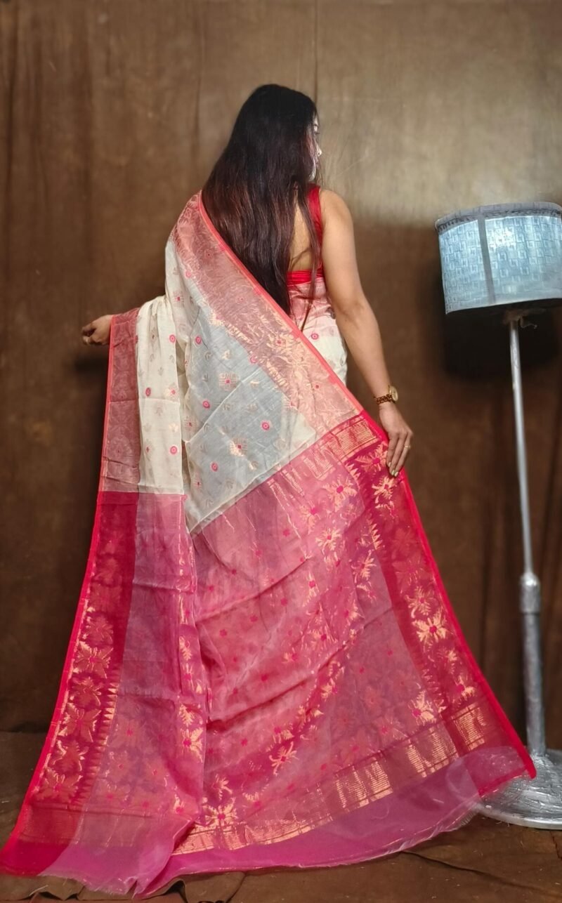 Almond Soft Copper Joriwork Dhakai Jamdani Saree - Image 2