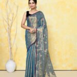 Blue Bayoux Soft Tissue Handloom Saree