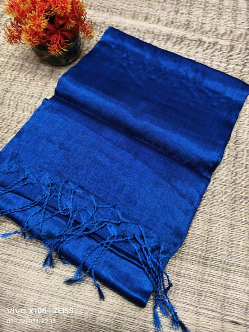 Blue Soft Cotton Silk Sari With Blouse Piece