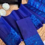 Blue Soft Ikkat Korat Dhakai Jamdani Saree