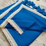 Blue Soft Molcotton Sari With Blouse Piece