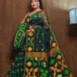 Bottle Green Soft Dhakai Jamdani Sari
