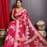 Bright Maroon Soft Dhakai Jamdani Saree