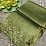 Camo Green Soft Cotton Silk Sari With Blouse Piece