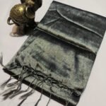 Carbon Grey Soft Cotton Silk Sari With Blouse Piece