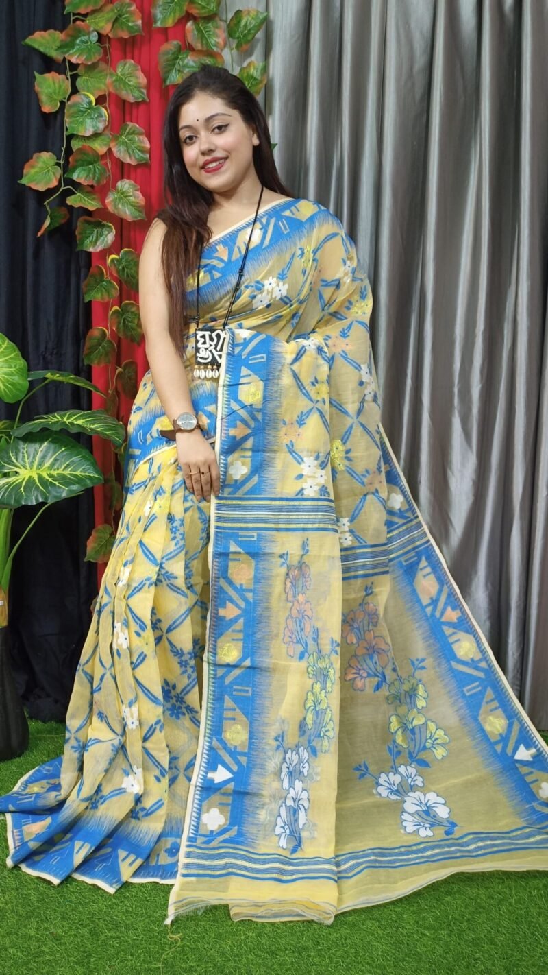 Chalky Lota Cross Jamdani Sari - Image 2