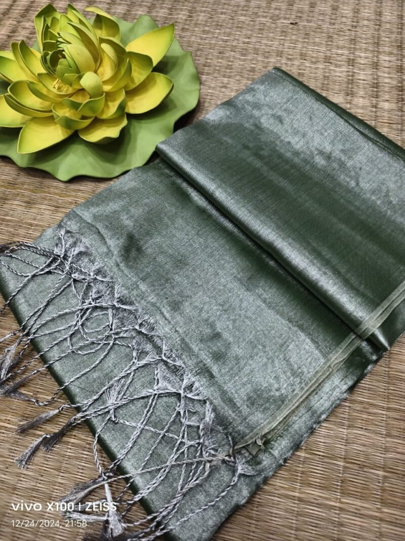 Cool Grey Soft Cotton Silk Sari With Blouse Piece