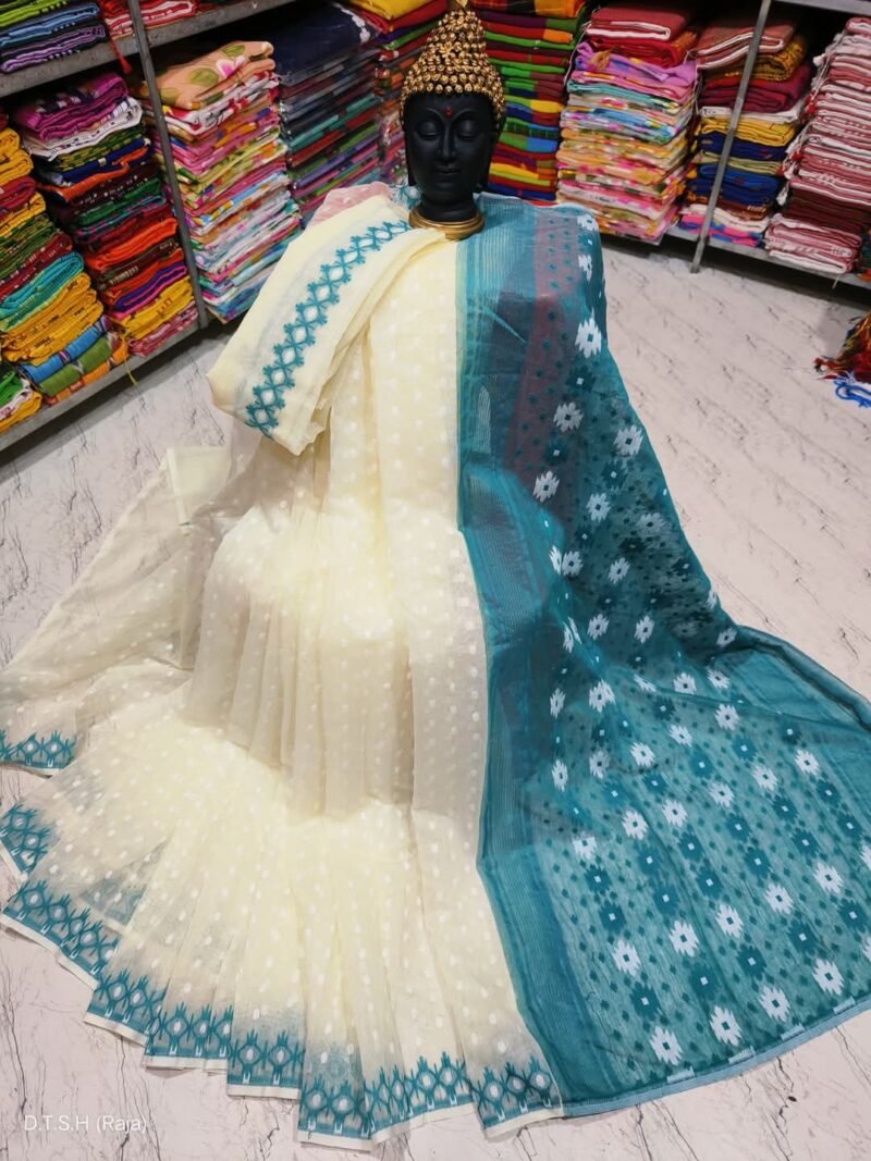 Cream Soft Dhakai Jamdani Saree