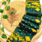 Dark Green Soft Dhakai Jamdani Saree