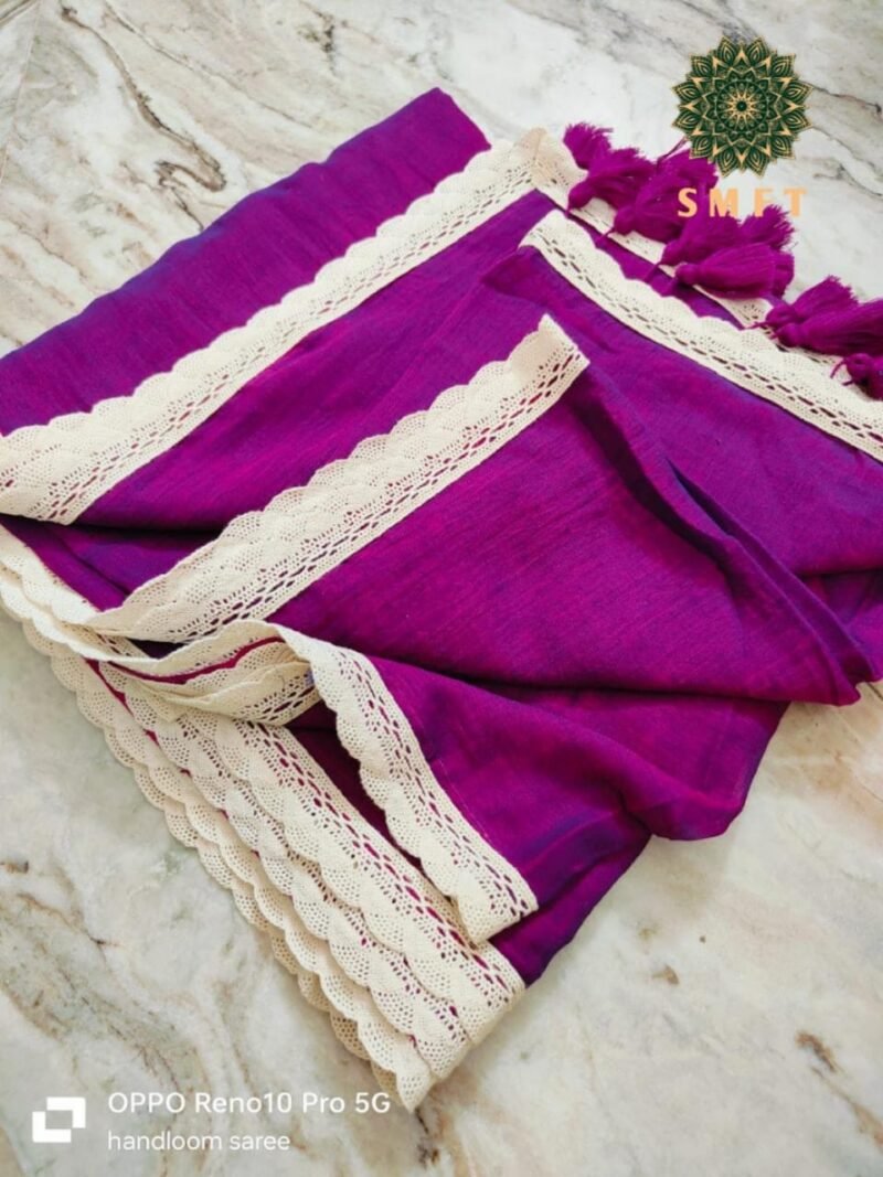 Dark Pink Molcotton Sari With Blouse Piece
