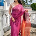 Dark Pink Soft Cotton Silk Sari With Blouse Piece