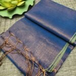 Denim Soft Cotton Silk Sari With Blouse Piece