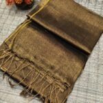 Dull Brown Soft Cotton Silk Sari With Blouse Piece
