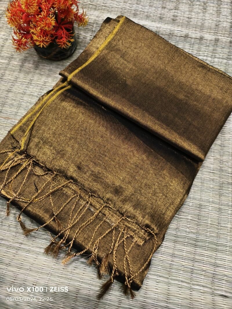 Dull Brown Soft Cotton Silk Sari With Blouse Piece