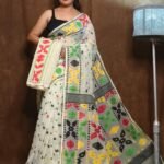 Foggy Grey Soft Dhakai Jamdani Sari