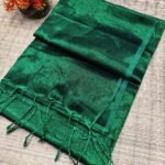 Gable Green Soft Cotton Silk Sari With Blouse Piece