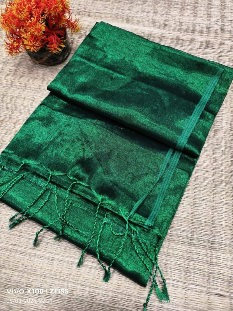 Gable Green Soft Cotton Silk Sari With Blouse Piece