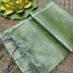 Greyish Green Soft Cotton Silk Sari With Blouse Piece