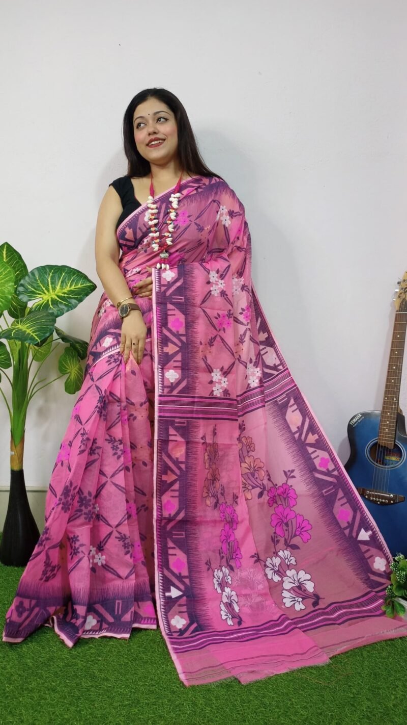 Hopbush Lota Cross Jamdani Sari - Image 2
