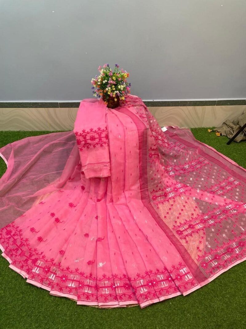 Nilanjona Soft Pink Jamdani Saree