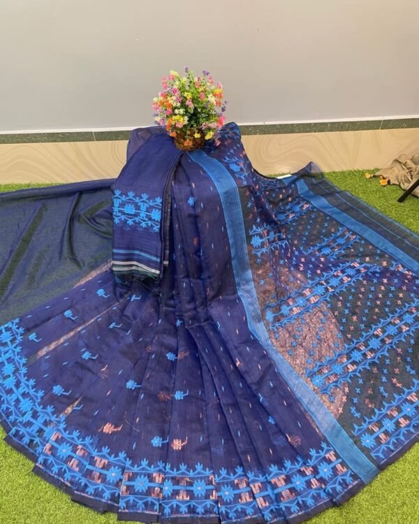 Nilanjona Soft Blue Jamdani Saree