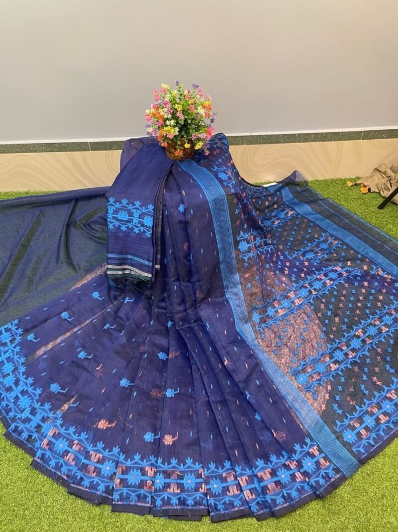 Nilanjona Soft Blue Jamdani Saree
