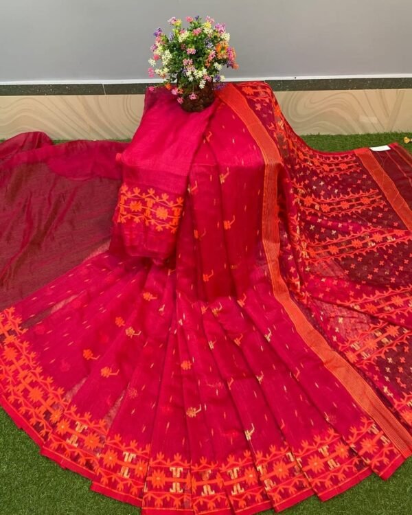 Nilanjona Soft Dip Pink Jamdani Saree