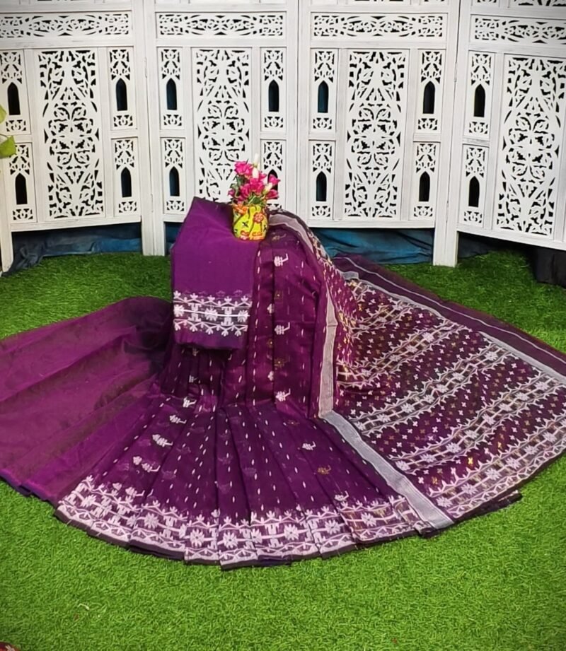 Nilanjona Soft Majenda Jamdani Saree
