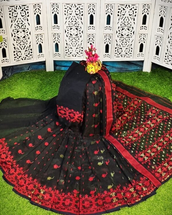Nilanjona Soft Black Jamdani Saree