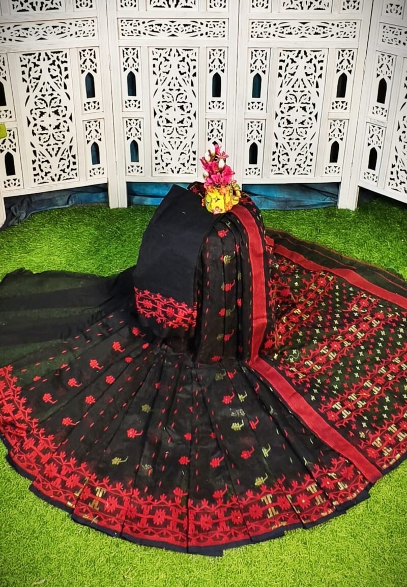 Nilanjona Soft Black Jamdani Saree