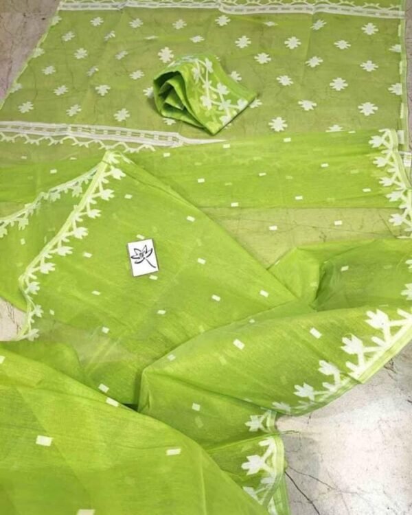 Nayan Tara Soft Light Green Jamdani Saree