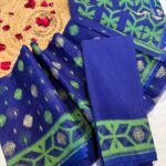 Ikkat Soft Blue Jamdani Saree