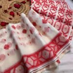 Ikkat Soft White Jamdani Saree