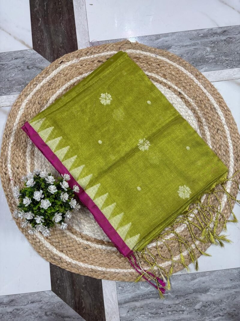 Jasmine Trendy Green Soft Tissu Cotton Silk Saree