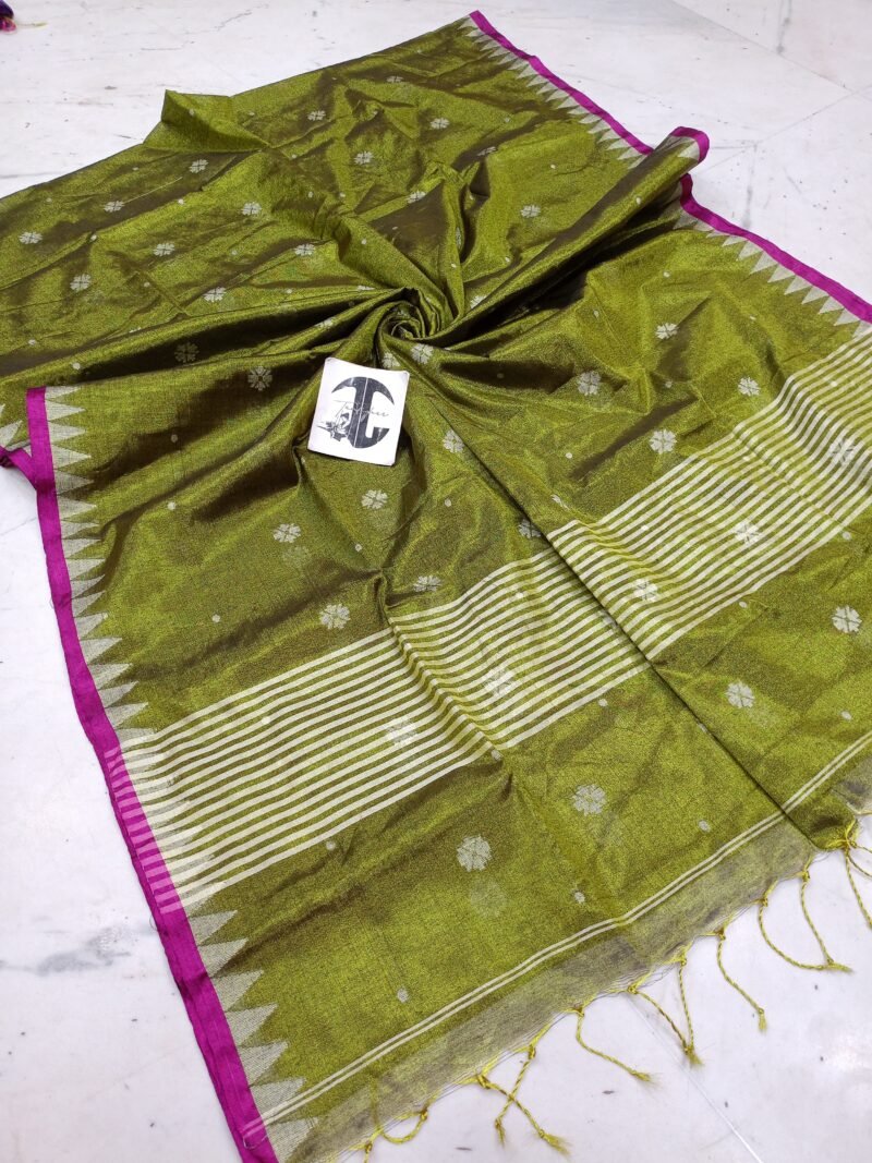 Jasmine Trendy Green Soft Tissu Cotton Silk Saree