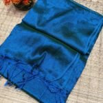 Light Blue Soft Cotton Silk Sari With Blouse Piece