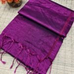 Light Plum Soft Cotton Silk Sari With Blouse Piece