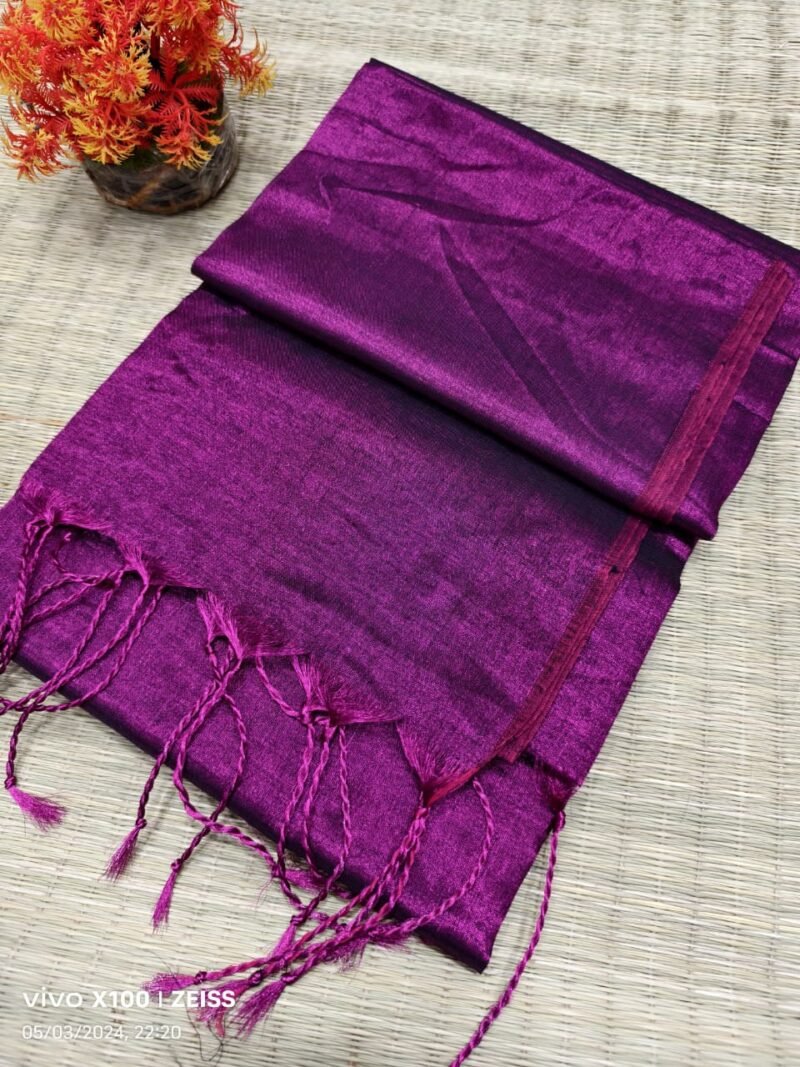 Light Plum Soft Cotton Silk Sari With Blouse Piece