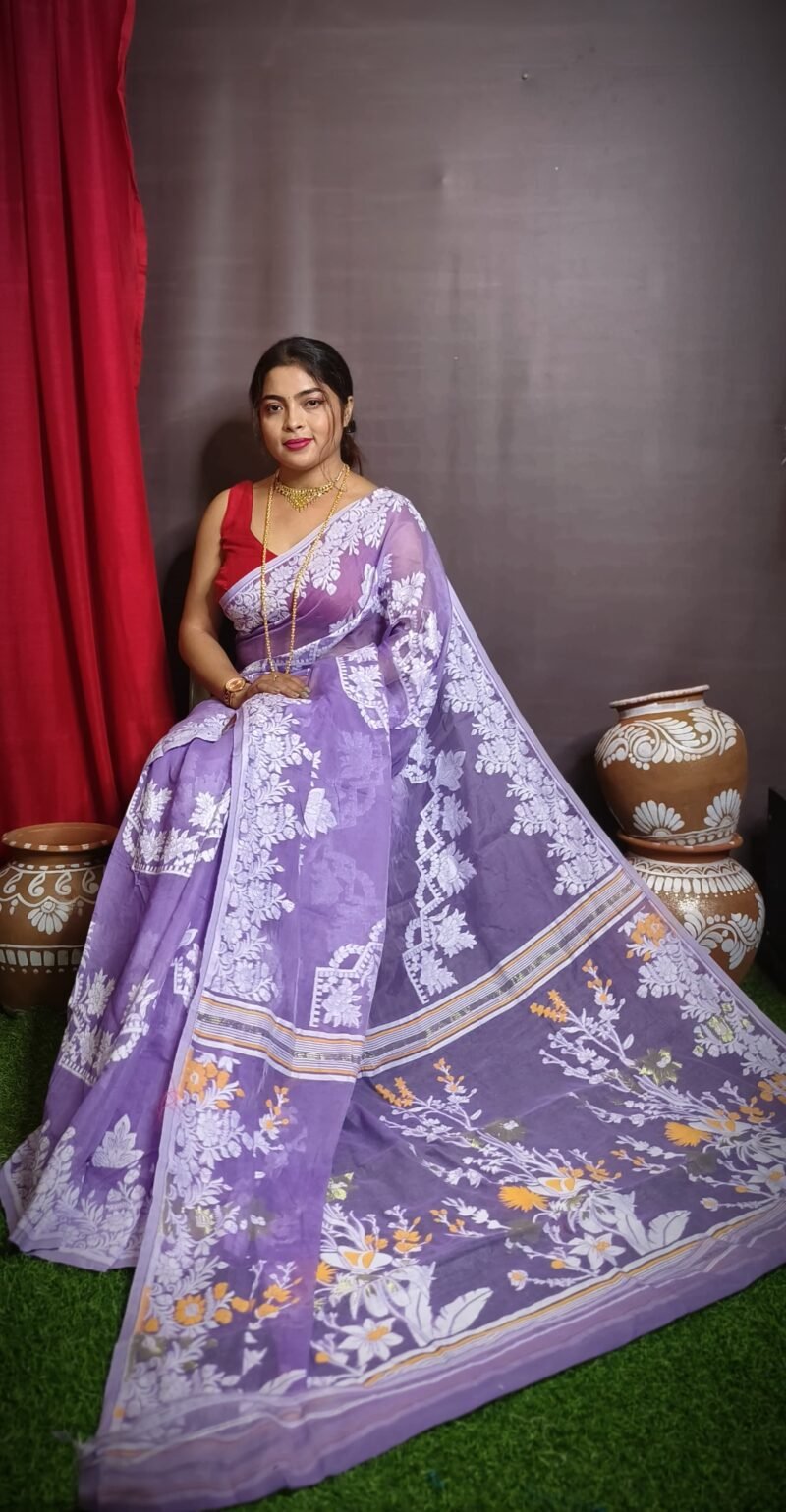 Light Purple Soft Dhakai Jamdani Saree
