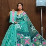 Light Sea Green Soft Dhakai Jamdani Sari