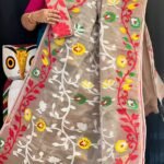 Lota Soft Almond Frost Jamdani Saree
