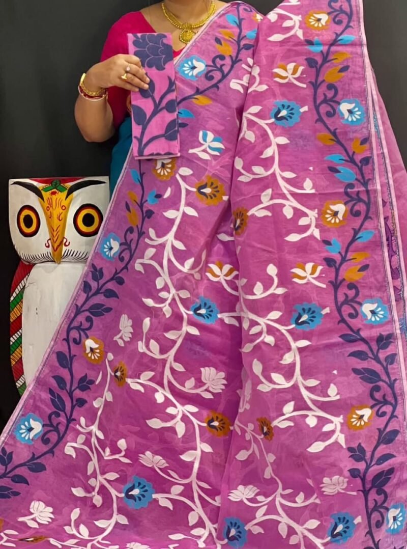 Lota Soft Bashful Pink Jamdani Saree