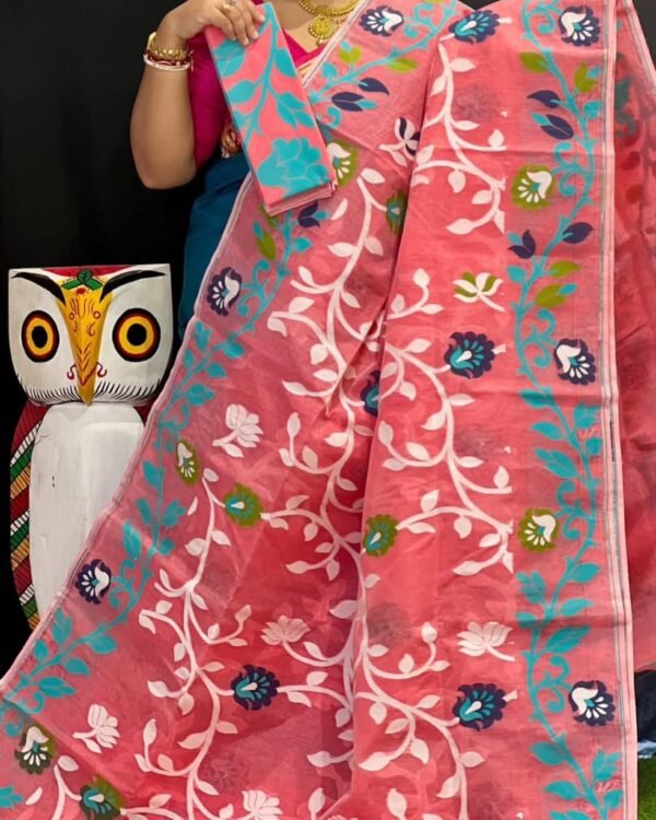 Lota Soft Bean Red Jamdani Saree