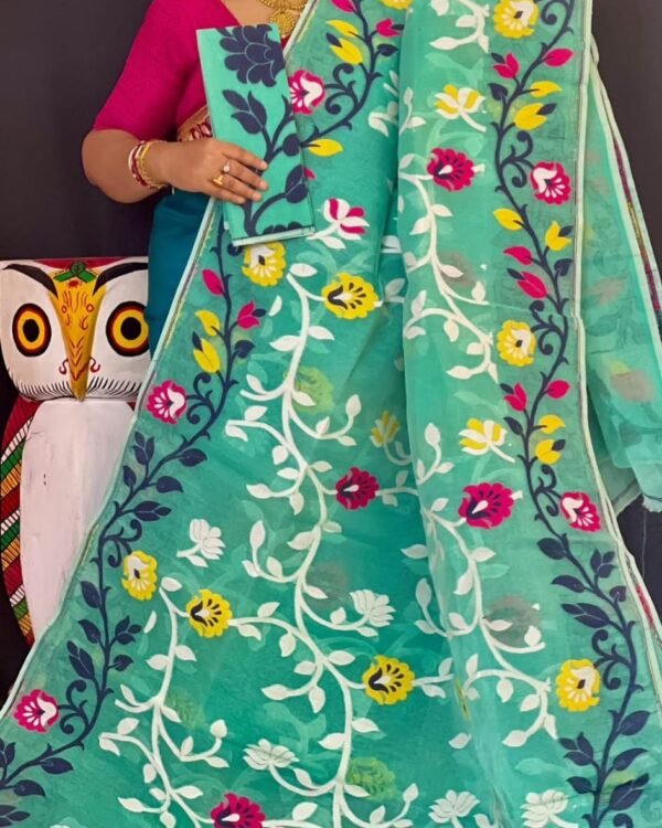 Lota Soft Greeny Blue Jamdani Saree