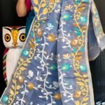 Lota Soft Grey Blue Jamdani Saree