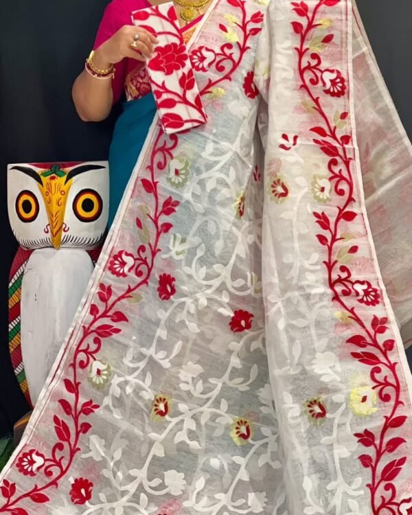 Lota Soft Vanilla Jamdani Saree