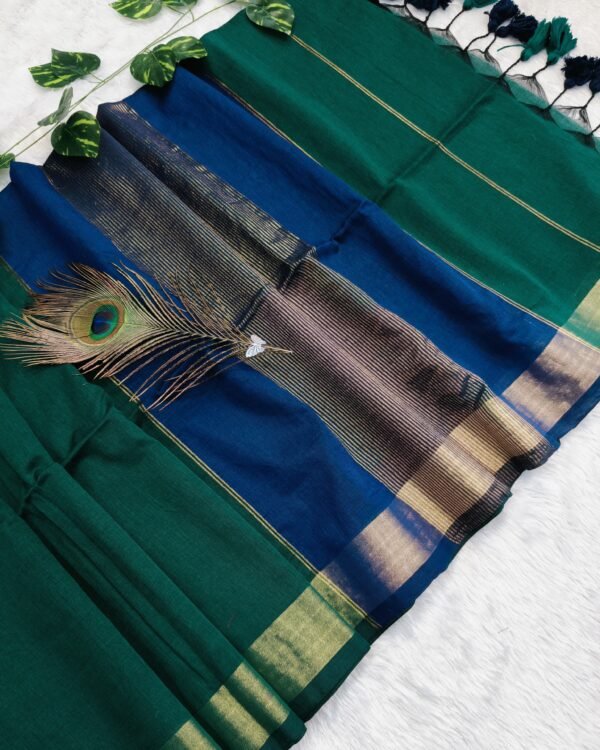 Maheshwari Soft Aqua Deep Cotton Silk Saree