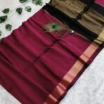 Maheshwari Soft Pansy Purple Cotton Silk Saree