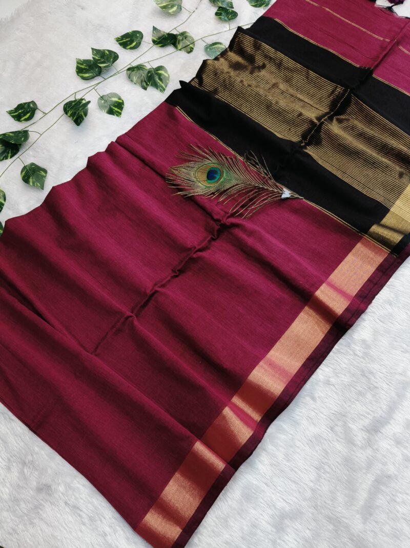 Maheshwari Soft Pansy Purple Cotton Silk Saree