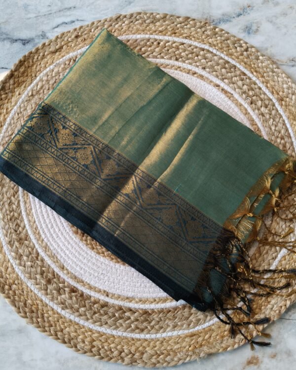 Marigold Aqua Deep Soft Tissu Cotton Silk Sari